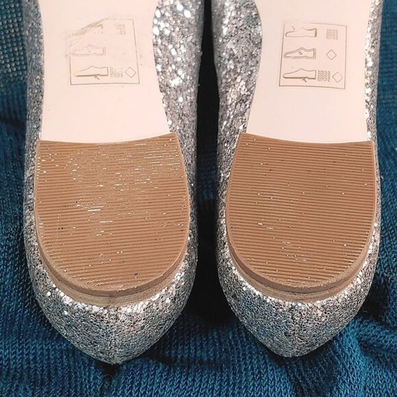 Sole Society Cammila Silver Glitter Flats Size 7 - Picture 8 of 12